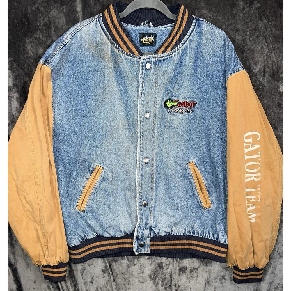 Vintage Gator Images Denim Varsity Jacket XL The All-Gator Team Distressed